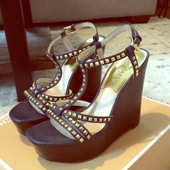 MICHAEL Michael Kors Shoes - Michael Kors Navy Studded wedges